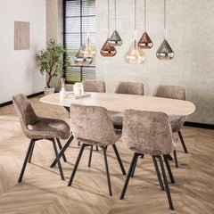 Stoel Swivel 4 stuks - 51x62x87 cm - Rich Champagne