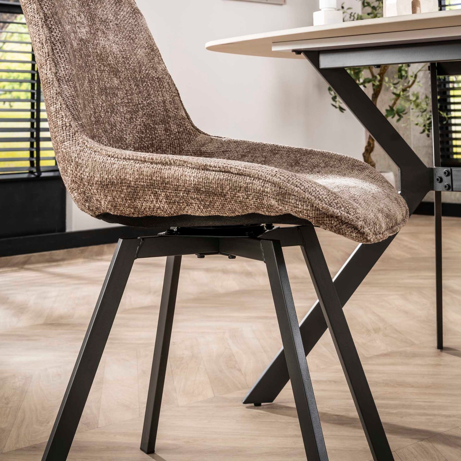 Stoel Swivel 4 stuks - 51x62x87 cm - Rich Champagne