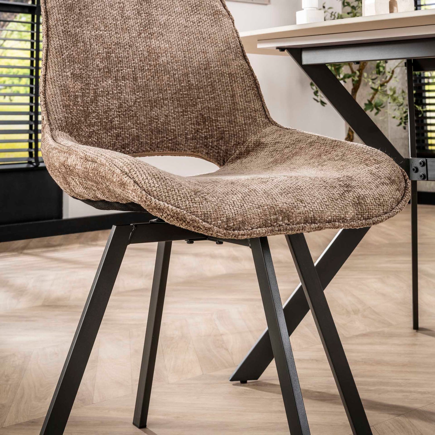 Stoel Swivel 4 stuks - 51x62x87 cm - Rich Champagne