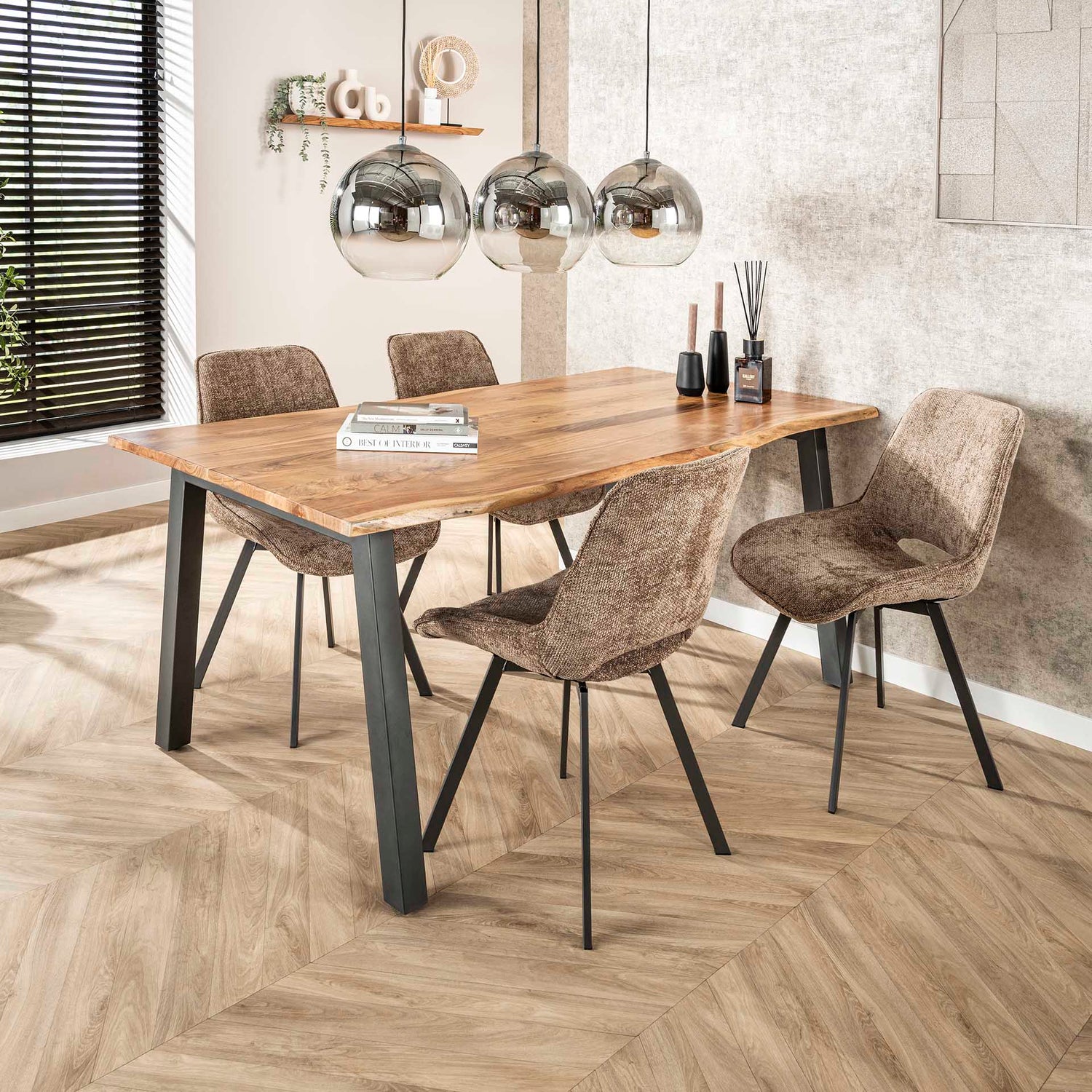 Stoel Swivel 4 stuks - 51x62x87 cm - Rich Champagne