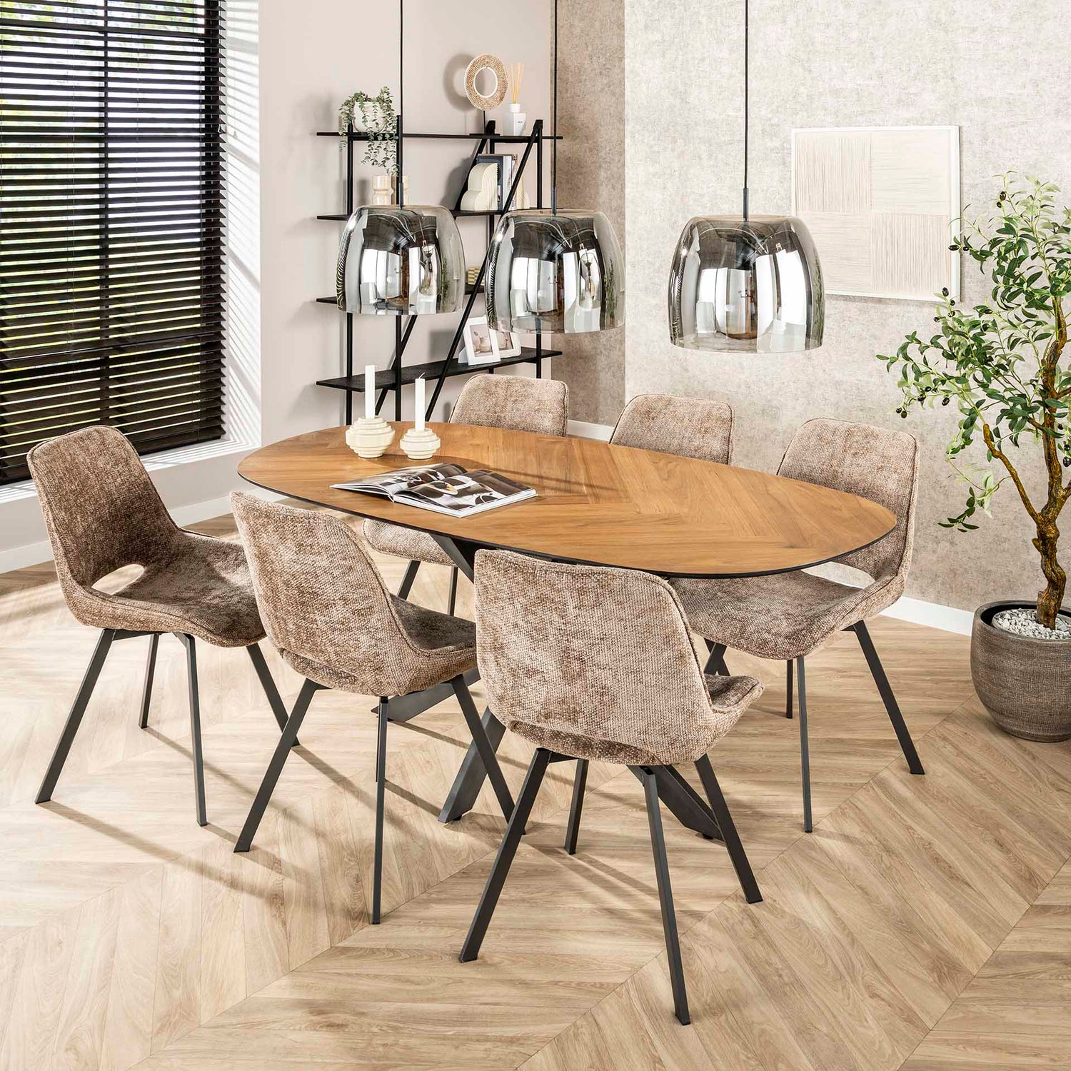Stoel Swivel 4 stuks - 51x62x87 cm - Rich Champagne
