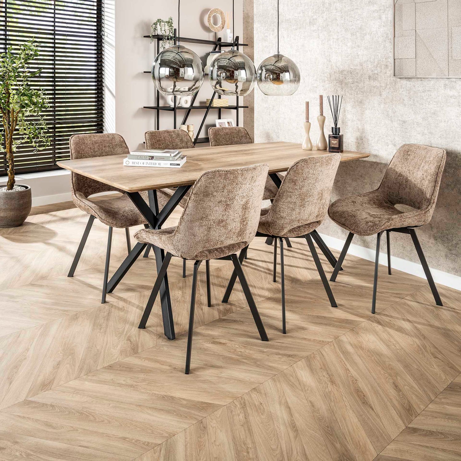 Stoel Swivel 4 stuks - 51x62x87 cm - Rich Champagne