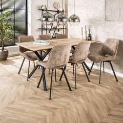Stoel Swivel 4 stuks - 51x62x87 cm - Rich Champagne