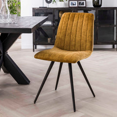 Stoel Velvet Straight Stitch 4 stuks - 45x53x86 cm - Goud - Velours