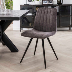 Stoel Velvet Straight Stitch 4 stuks - 45x53x86 cm - Grijs Velours