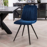 Stoel Velvet Straight Stitch 4 stuks - 45x53x86 cm - Blauw - Velours