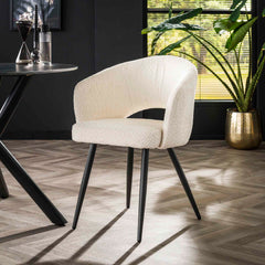 Armstoel Salon 2 stuks - 58x56x81 cm - Wit - Boucle
