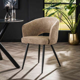Armstoel Salon 2 stuks - 58x56x81 cm - Boucle Zandkleur