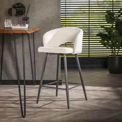 Barstoel Salon 2 stuks - 51x50x94 cm - Wit - Boucle