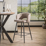 Barstoel Salon 2 stuks - 51x50x94 cm - Tissee Cargo Zandkleur