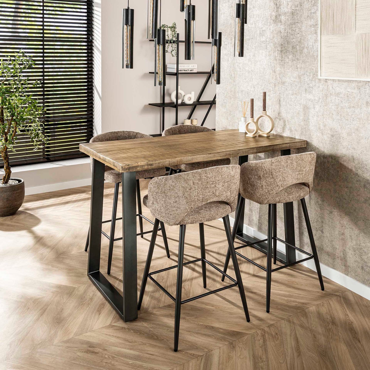 Barstoel Salon 2 stuks - 51x50x94 cm - Tissee Cargo Zandkleur