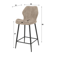 Barstoel Bouclé Lendesteun 2 stuks - 48x51x96 cm - Boucle Zandkleur