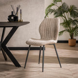 Stoel Bouclé Lendesteun 4 stuks - 48x58x86 cm - Zandkleur