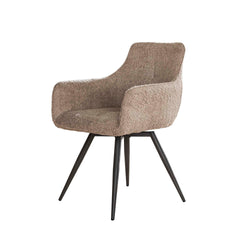 Armstoel Bouclé Draaibaar 2 stuks - 58x59x83 cm - Zandkleur - Boucle