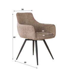 Armstoel Bouclé Draaibaar 2 stuks - 58x59x83 cm - Zandkleur - Boucle