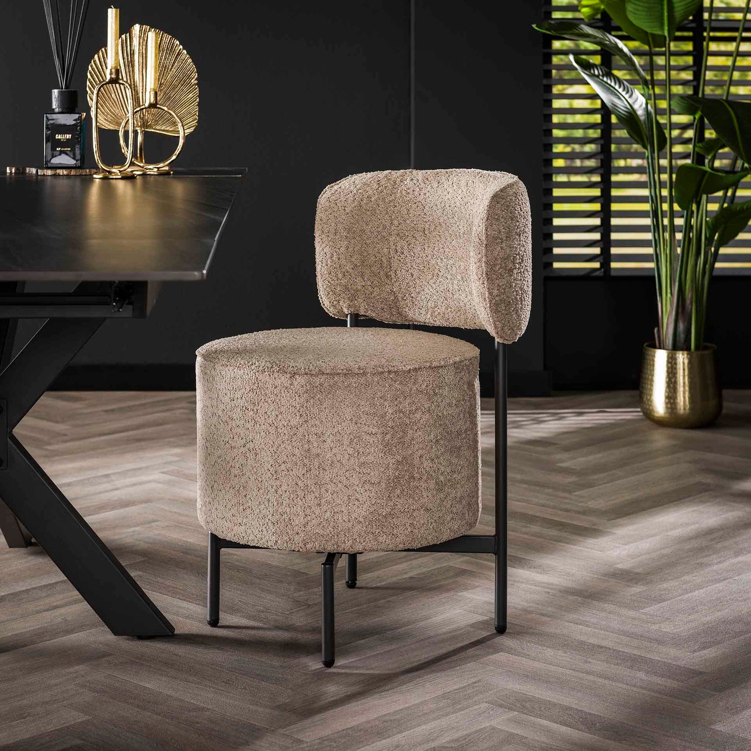 Stoel Cocktail Bouclé Draaibaar 2 stuks - 51x61x82 cm - Boucle Zandkleur