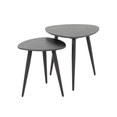Bijzettafel Driehoekig Ceramic - Set van 2 - 48x48x45 cm - Naturel Black - Ceramic