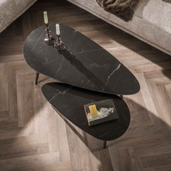 Salontafel Niervormige Ceramic - Set van 2 - 100x50x40 cm - Naturel Black - Ceramic