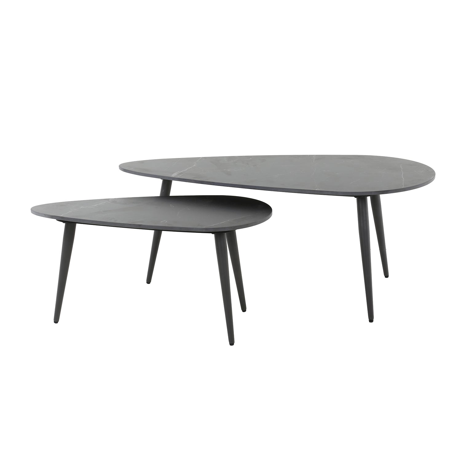 Salontafel Niervormige Ceramic - Set van 2 - 100x50x40 cm - Naturel Black - Ceramic