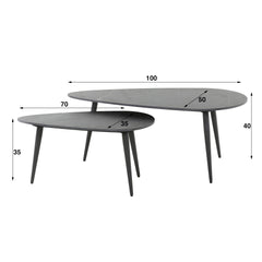 Salontafel Niervormige Ceramic - Set van 2 - 100x50x40 cm - Naturel Black - Ceramic