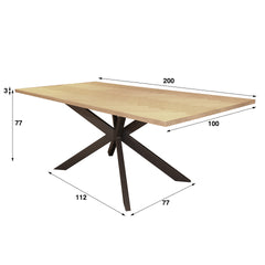 Eetkamertafel 200 Visgraat Fineer - 200x100x77 cm - Naturel - Eiken
