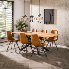 Eetkamertafel 200 Visgraat Fineer - 200x100x77 cm - Naturel - Eiken