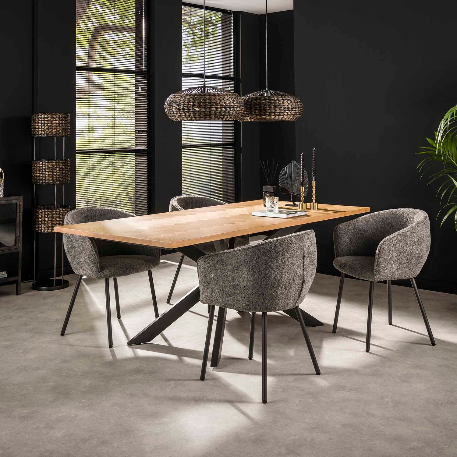 Eetkamertafel 200 Visgraat Fineer - 200x100x77 cm - Naturel - Eiken