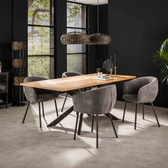 Eetkamertafel 200 Visgraat Fineer - 200x100x77 cm - Naturel - Eiken