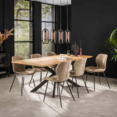 Eetkamertafel 200 Visgraat Fineer - 200x100x77 cm - Naturel - Eiken