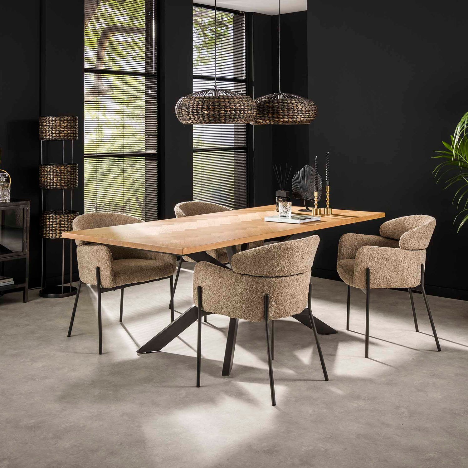 Eetkamertafel 200 Visgraat Fineer - 200x100x77 cm - Naturel - Eiken