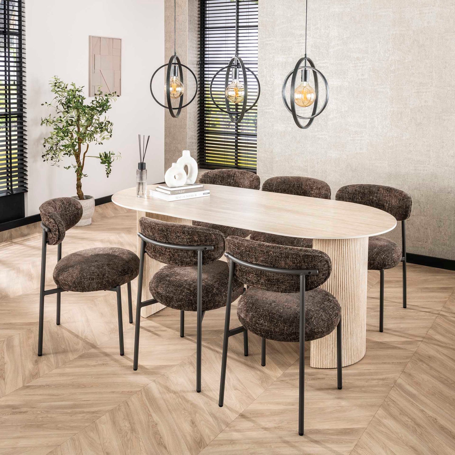 Stoel Round 2 stuks - 52x57x81 cm - Cargo Bruin - Tissee