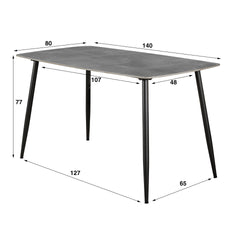 Eettafel Ceramic - 140x80x77 cm - Naturel Lightgrey - Ceramic