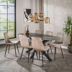 Stoel Rib verpakt 4 stuks - 45x57x87 cm - Rock Zandkleur