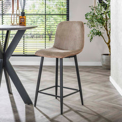 Barstoel Rib 2 stuks - 45x50x99 cm - Rock Zandkleur
