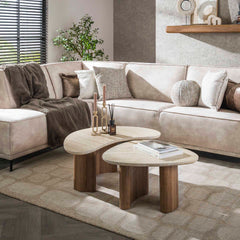 Salontafel Romano Organic - Set van 2 - 88x44x36 cm - Travertine - Ceramic