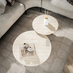 Salontafel Romano rechthoekige poten - Set van 2 - 76x76x30 cm - Ceramic Travertine