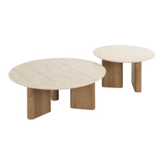 Salontafel Romano rechthoekige poten - Set van 2 - 76x76x30 cm - Ceramic Travertine