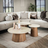 Salontafel Romano Tapse pooten - Set van 3 - 80x80x35 cm - Ceramic Travertine