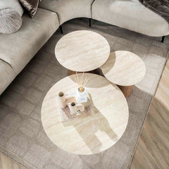 Salontafel Romano Tapse pooten - Set van 3 - 80x80x35 cm - Ceramic Travertine