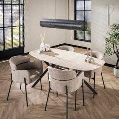 Eettafel Romano Ceramic Ovaal - 180x90x76 cm - Ceramic Travertine