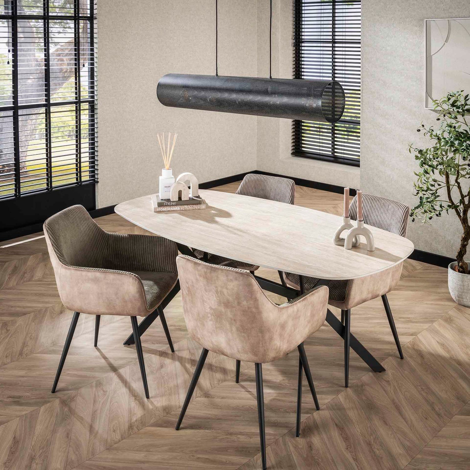Eettafel Romano Ceramic Ovaal - 180x90x76 cm - Ceramic Travertine