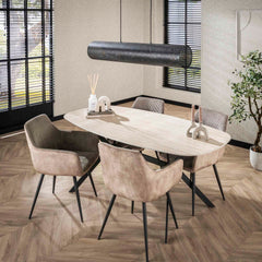 Eettafel Romano Ceramic Ovaal - 180x90x76 cm - Ceramic Travertine