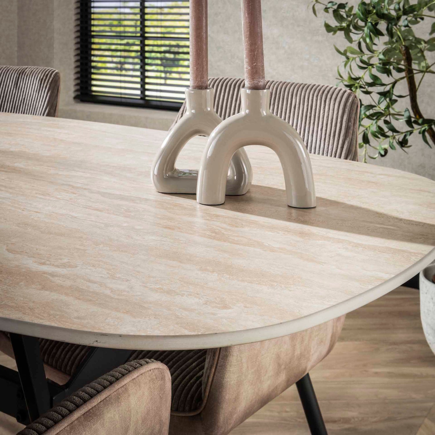 Eettafel Romano Ceramic Ovaal - 180x90x76 cm - Ceramic Travertine