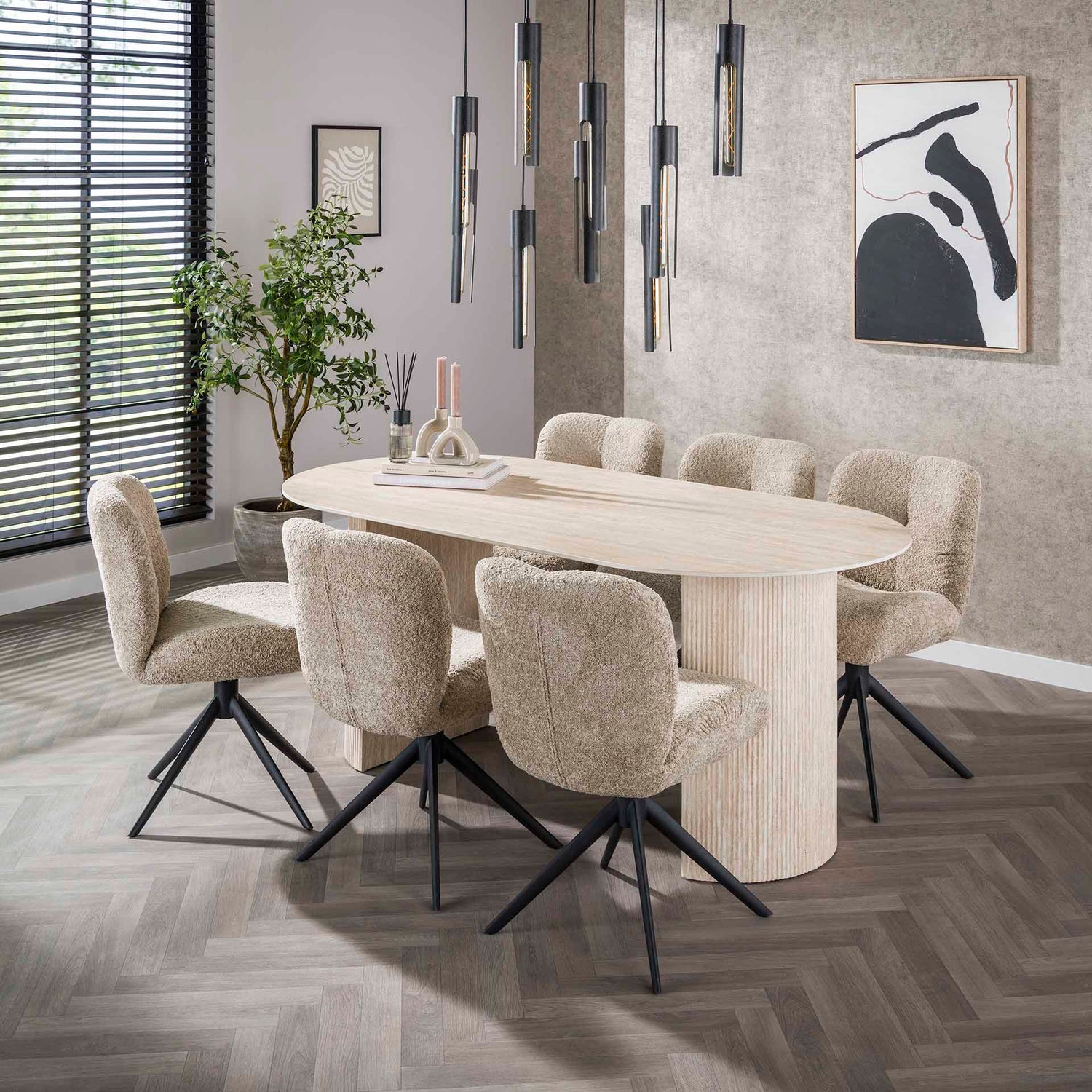 Eettafel Romano Arch - 180x90x77 cm - Ceramic Travertine