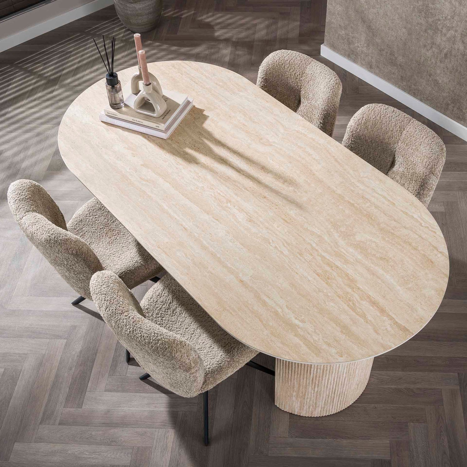 Eettafel Romano Arch - 180x90x77 cm - Ceramic Travertine