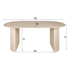 Eettafel Romano Arch - 180x90x77 cm - Ceramic Travertine