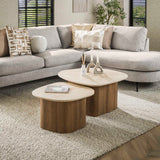 Salontafel Romano Kiezel - Set van 2 - 85x79x40 cm - Ceramic - Travertine