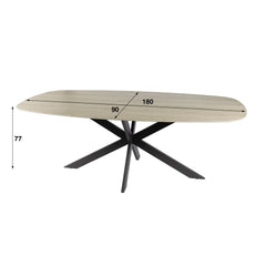 Eettafel Romano Ovaal - 180x90x77 cm - Travertine - 3D Ceramics