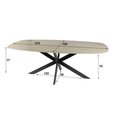 Eettafel Romano Deens Ovaal - 215x105x77 cm - Travertine - 3D Ceramics