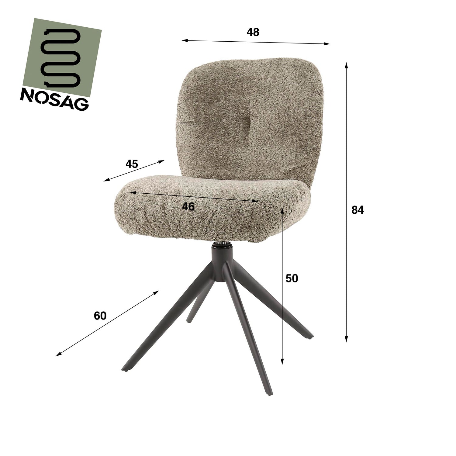 Stoel Comfort draaibaar 2 stuks - 48x60x84 cm - Boucle Taupe
